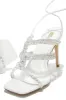 Party Girl Era Embellished Lace Up Heels - White sold by Miss Lola