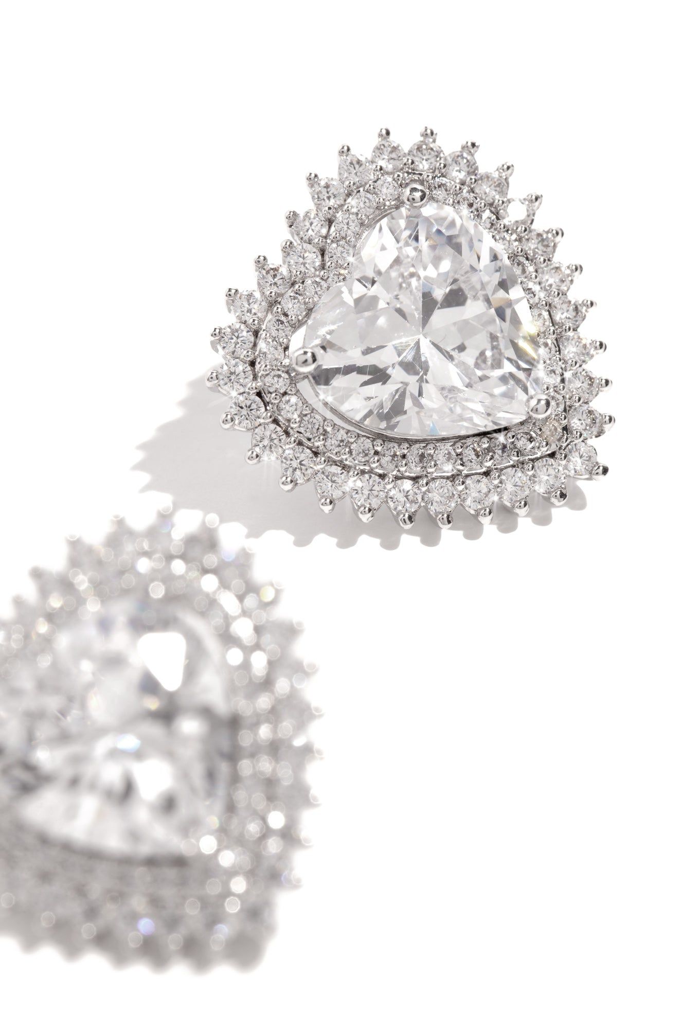 Passion Heart Embellished Stud Earring - Silver sold by Miss Lola product image thumbnail 3