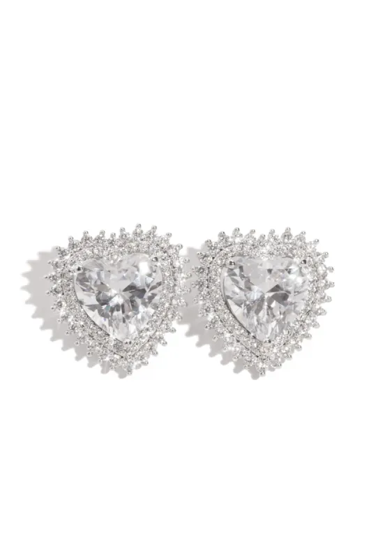 Passion CZ Heart Stud Earring - Silver sold by Miss Lola