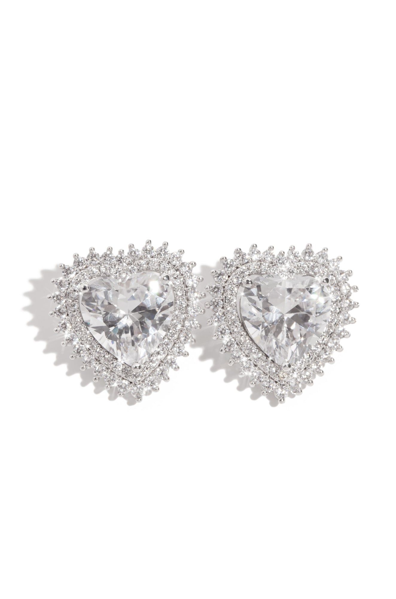 Passion Heart Embellished Stud Earring - Silver sold by Miss Lola