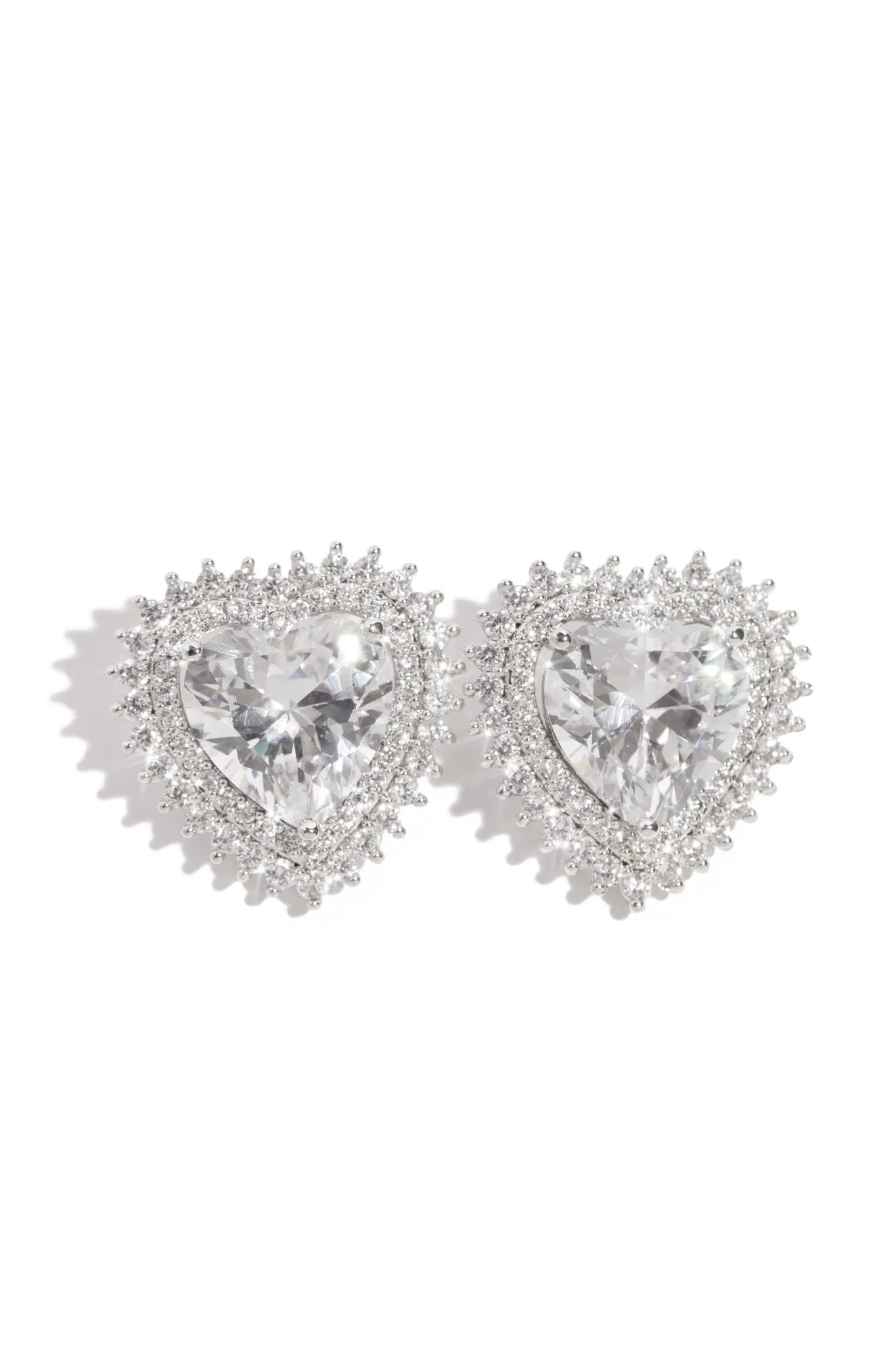 Passion CZ Heart Stud Earring - Silver sold by Miss Lola
