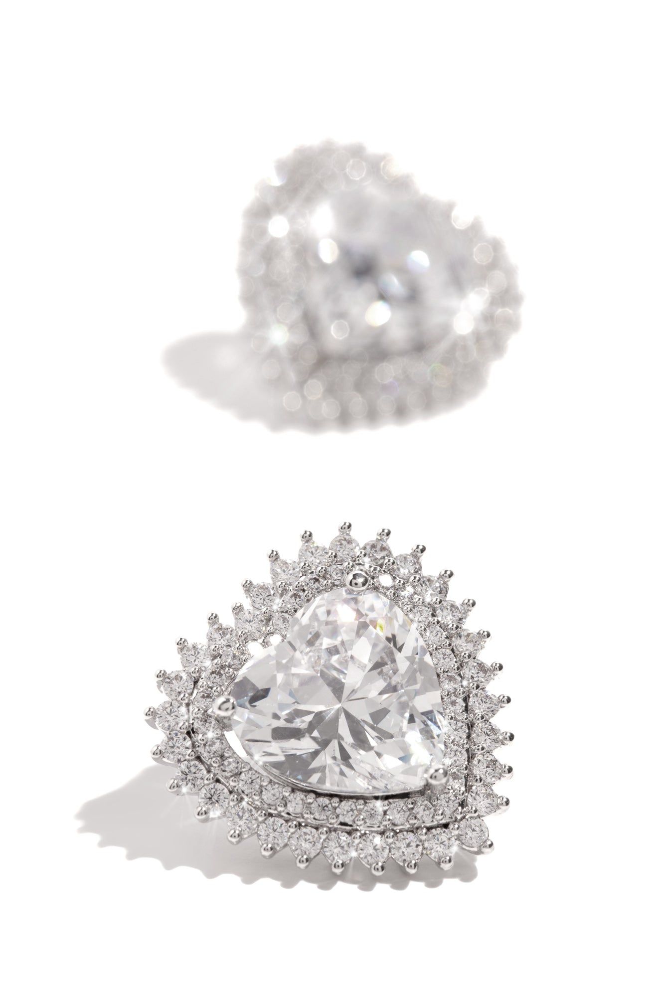 Passion Heart Embellished Stud Earring - Silver sold by Miss Lola product image thumbnail 2