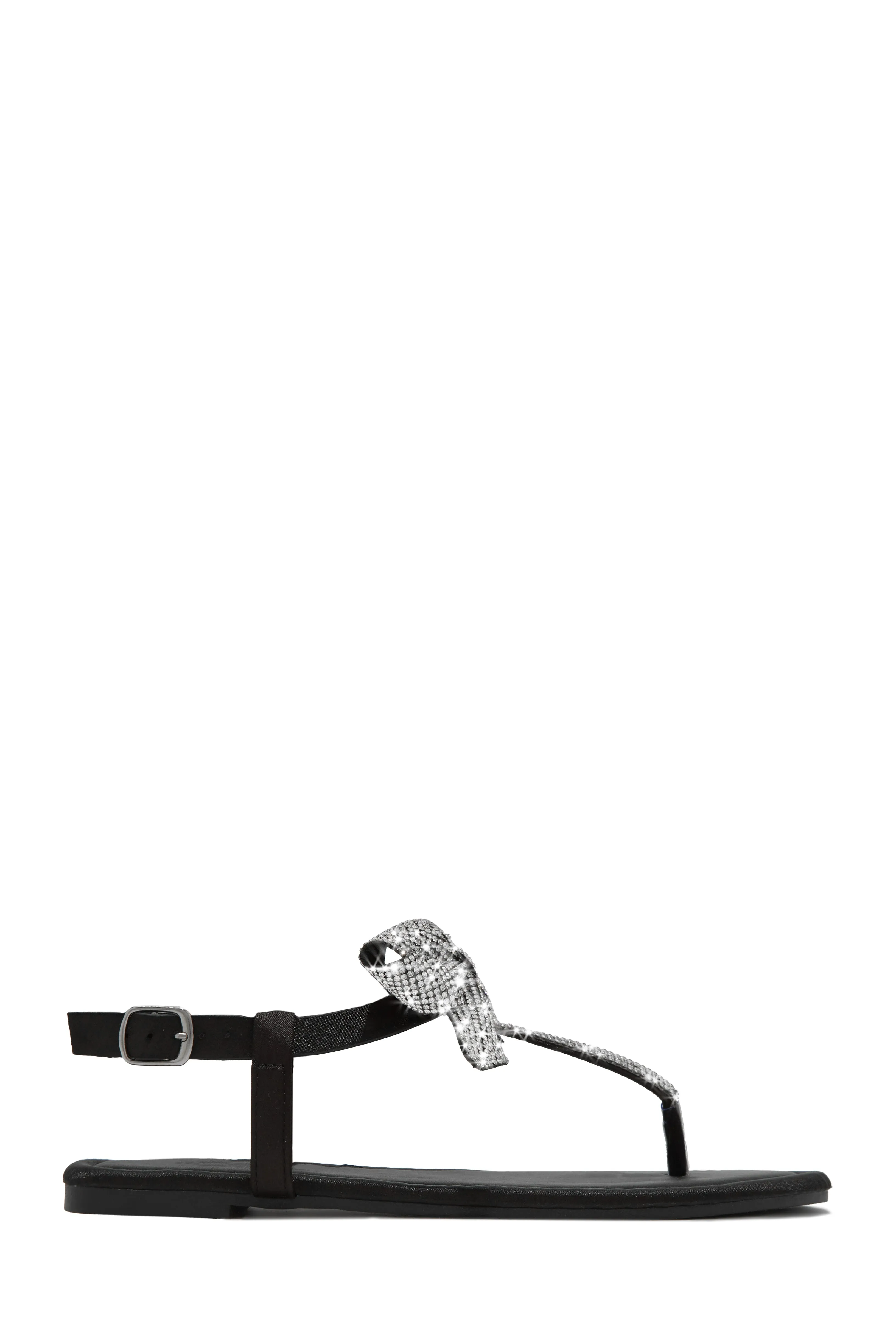Luxe Sunsets Embellished Thong Strap Sandals - Black sold by Miss Lola product image thumbnail 3