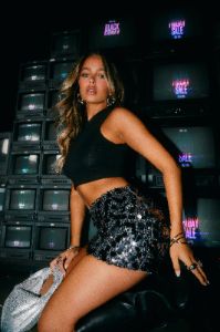 Mini Obsession Sequins Mini Skirt - Grey sold by Miss Lola