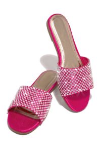 Ula Embellished Slip On Sandals - Pink sold by Miss Lola