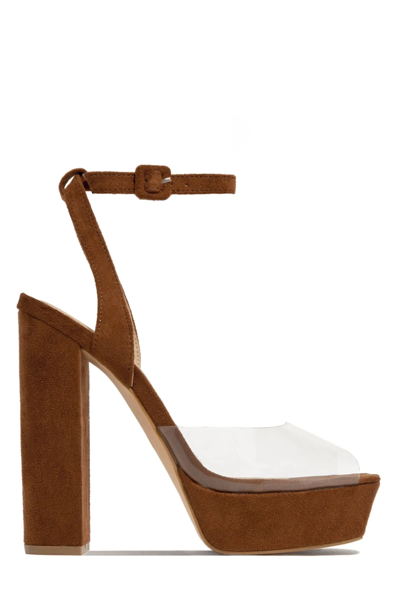 Adelynn Clear Strap Platform Block Heels - Tan sold by Miss Lola product image thumbnail 3