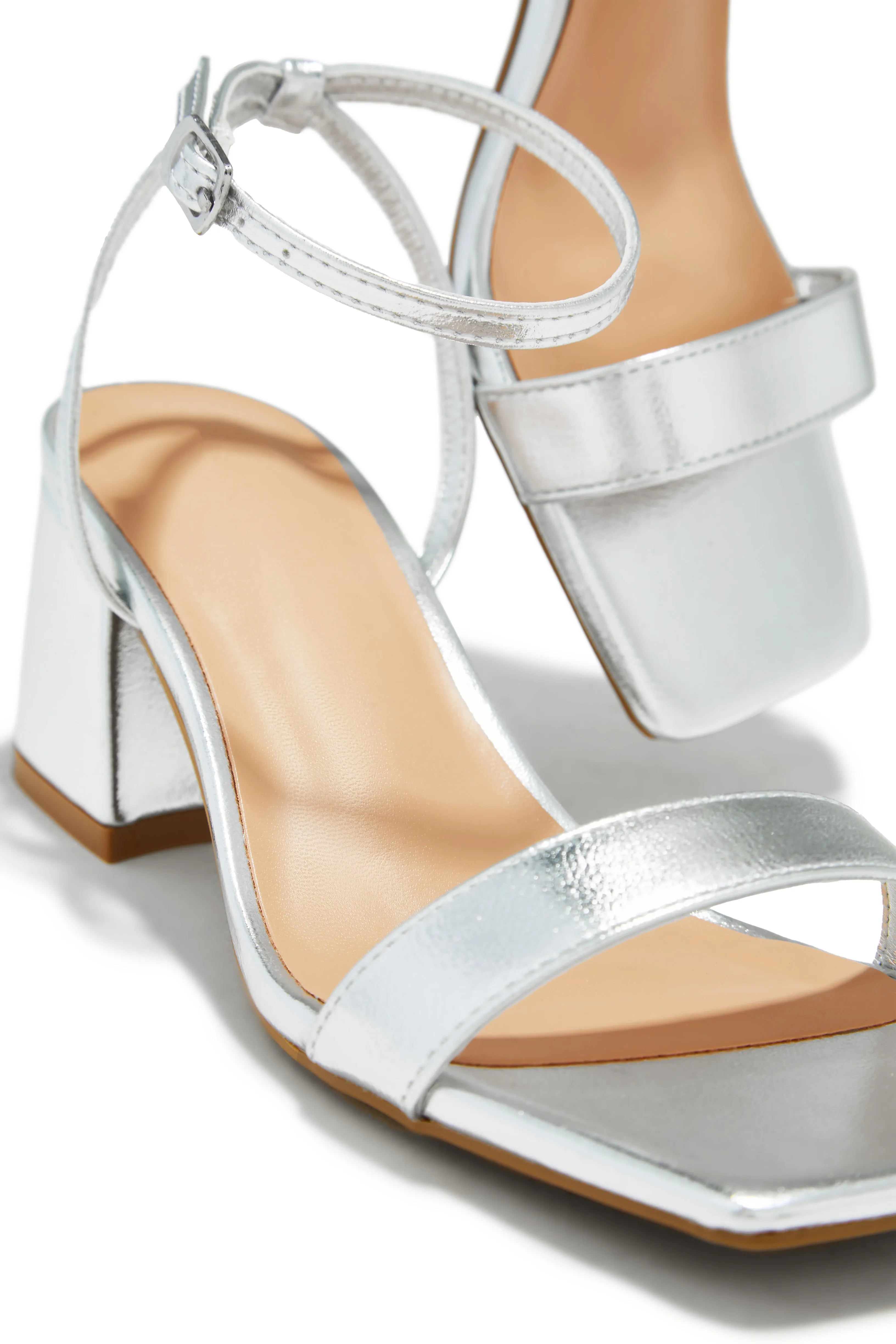 Alina Block Mid Heels - Silver sold by Miss Lola product image thumbnail 2