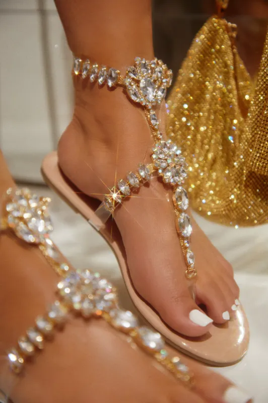 Caicos Resort Embellished Ankle Strap Sandals - Nude sold by Miss Lola