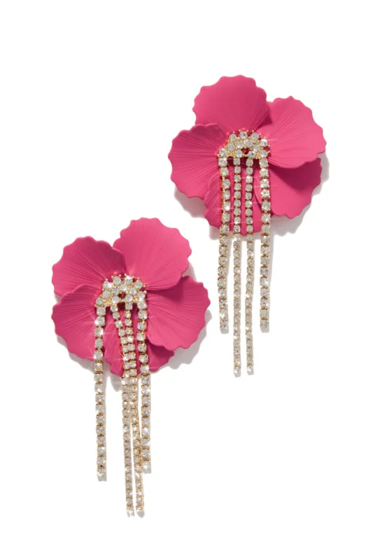 Perfect Night Flower Embellished Earring - Pink sold by Miss Lola
