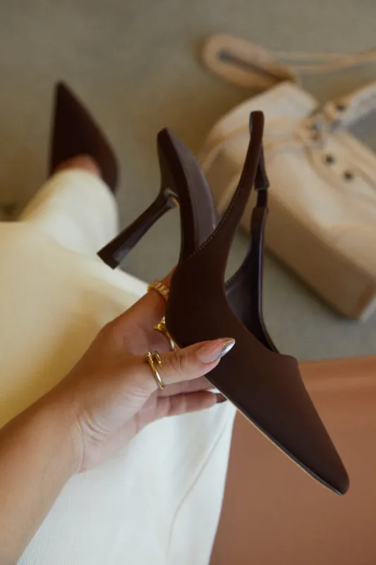 Caria Slingback Pumps - Mocha sold by Miss Lola