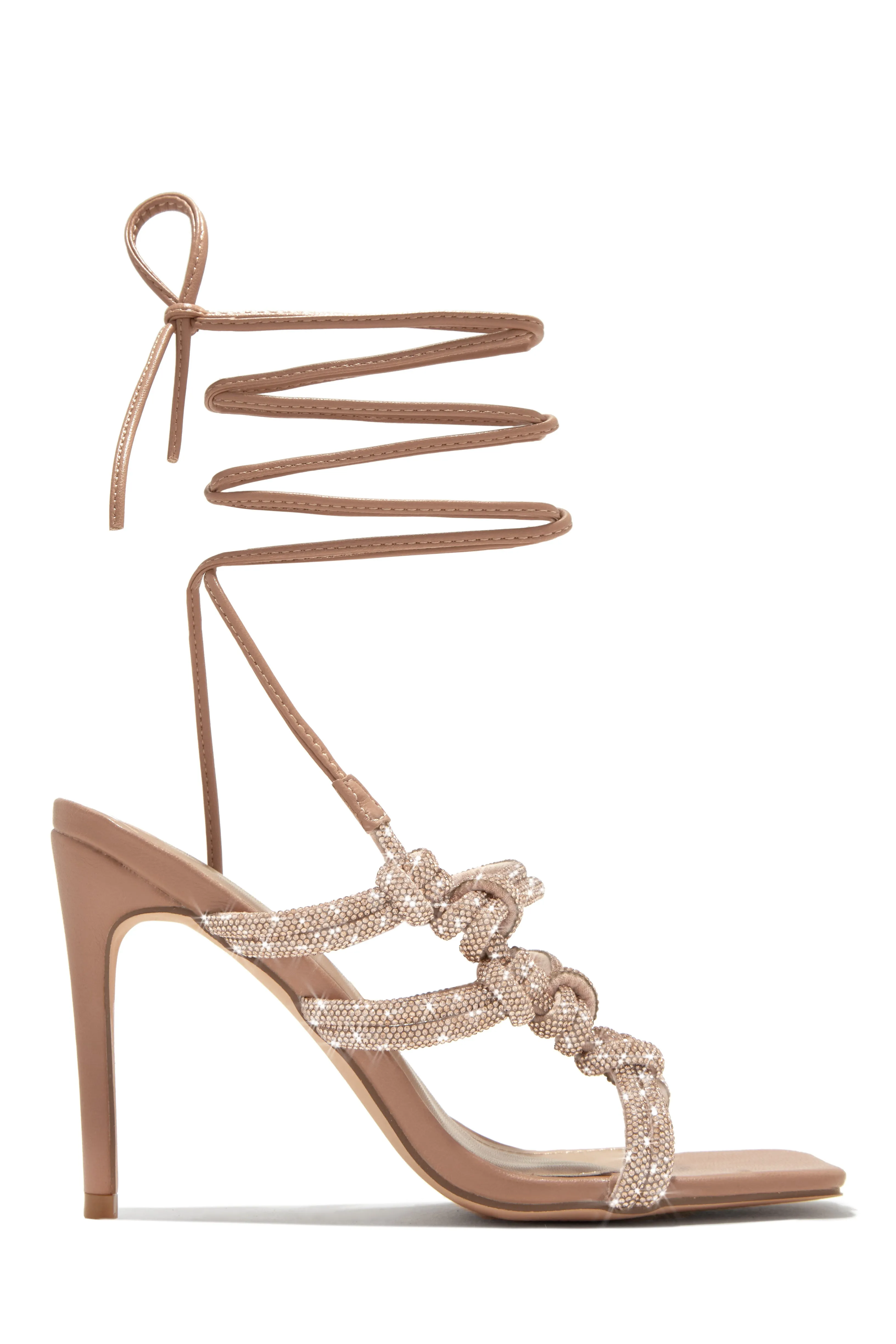 Party Girl Era Embellished Lace Up Heels - Nude sold by Miss Lola product image thumbnail 3