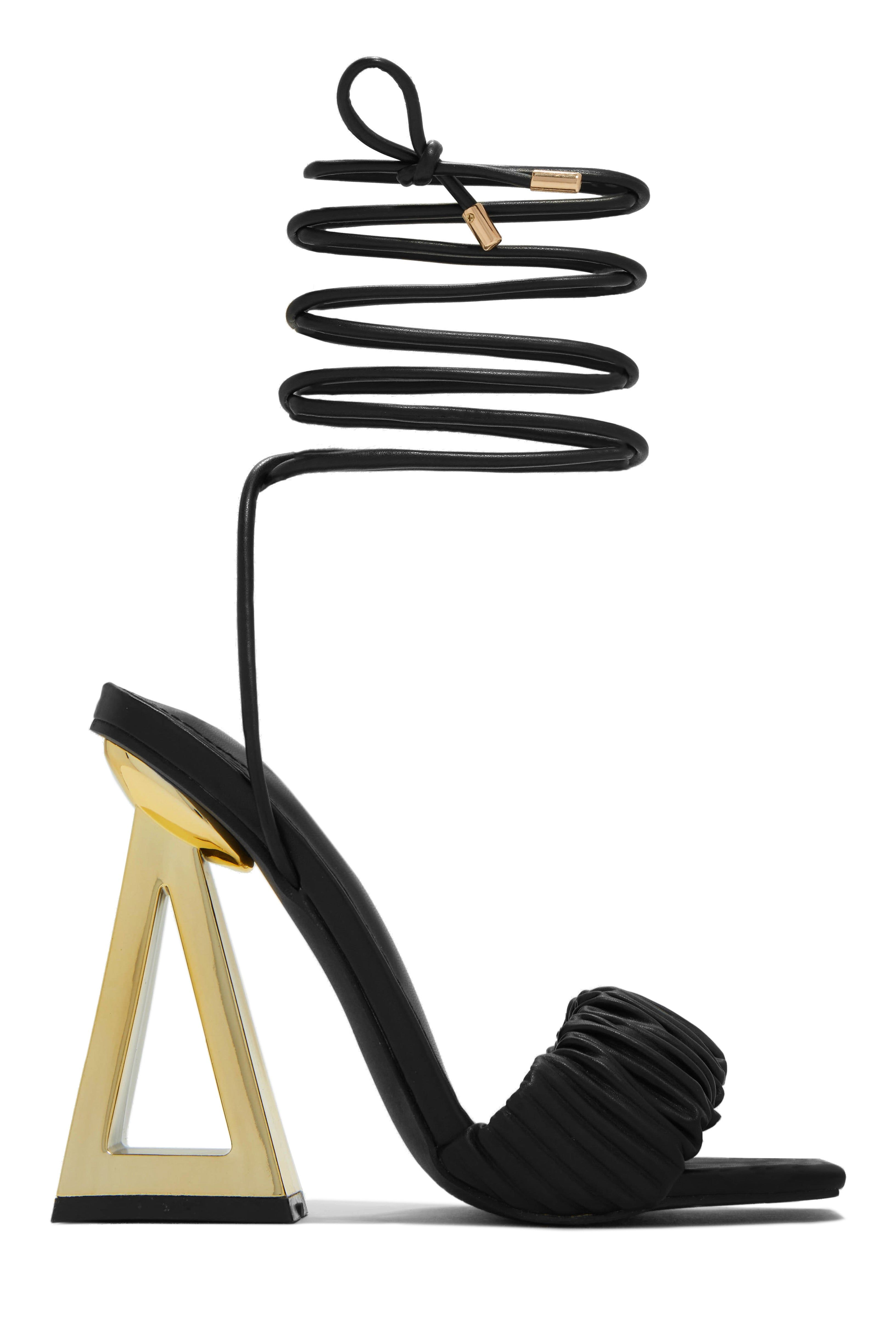 Zayla Lace Up High Heels - Black sold by Miss Lola