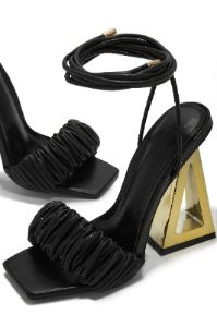 Zayla Lace Up High Heels - Black sold by Miss Lola