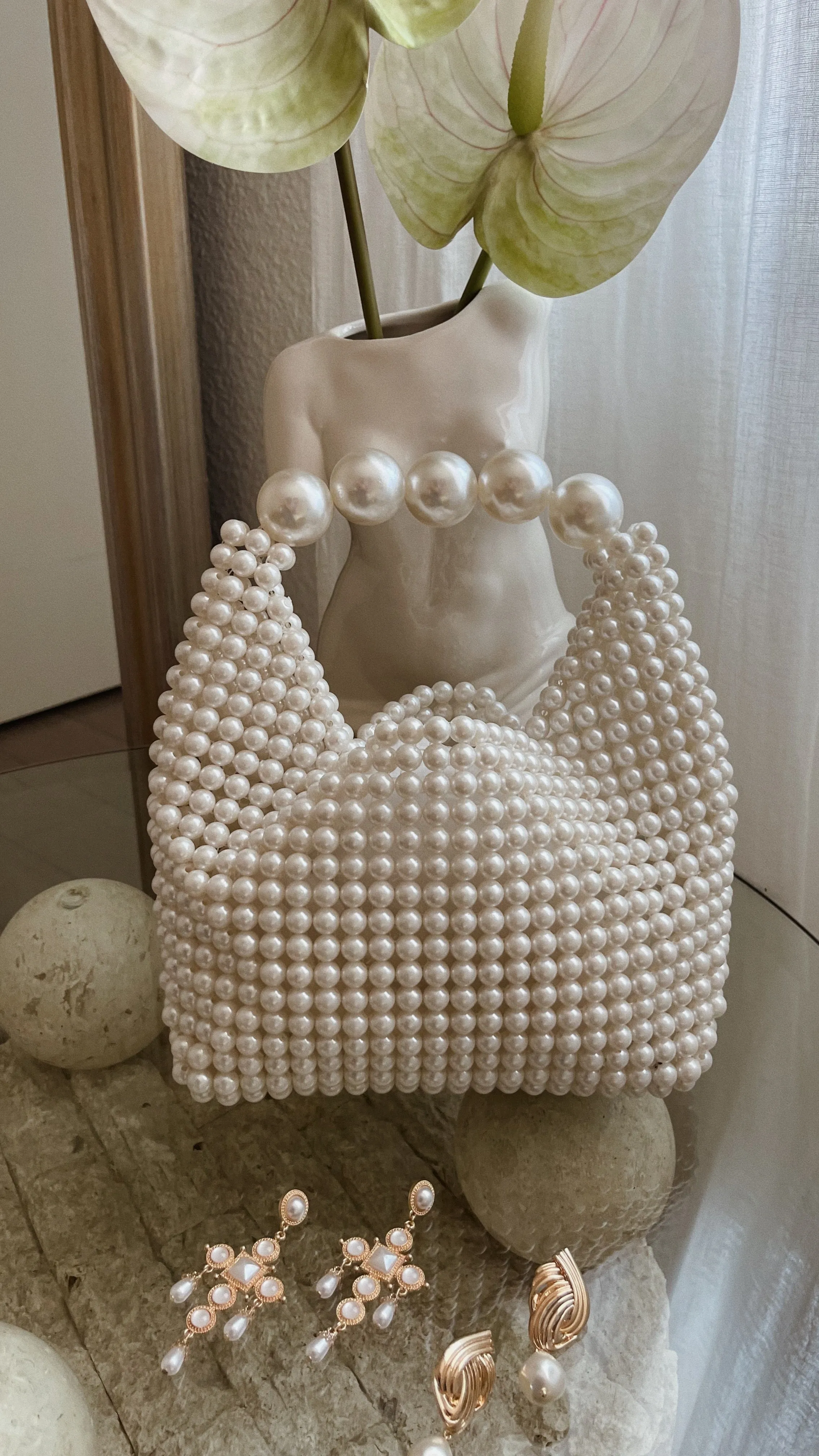 Karoly Pearl Embellished Earring - Gold sold by Miss Lola product image thumbnail 4