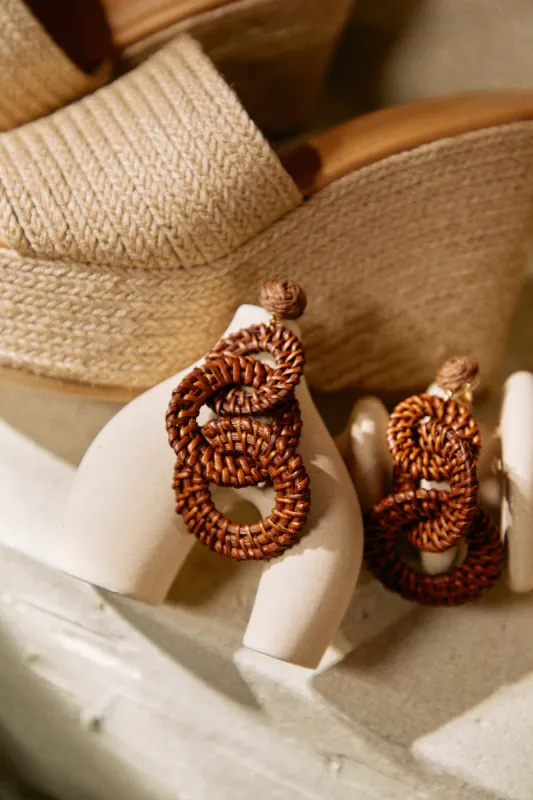 Araya Statement Woven Earring - Brown sold by Miss Lola