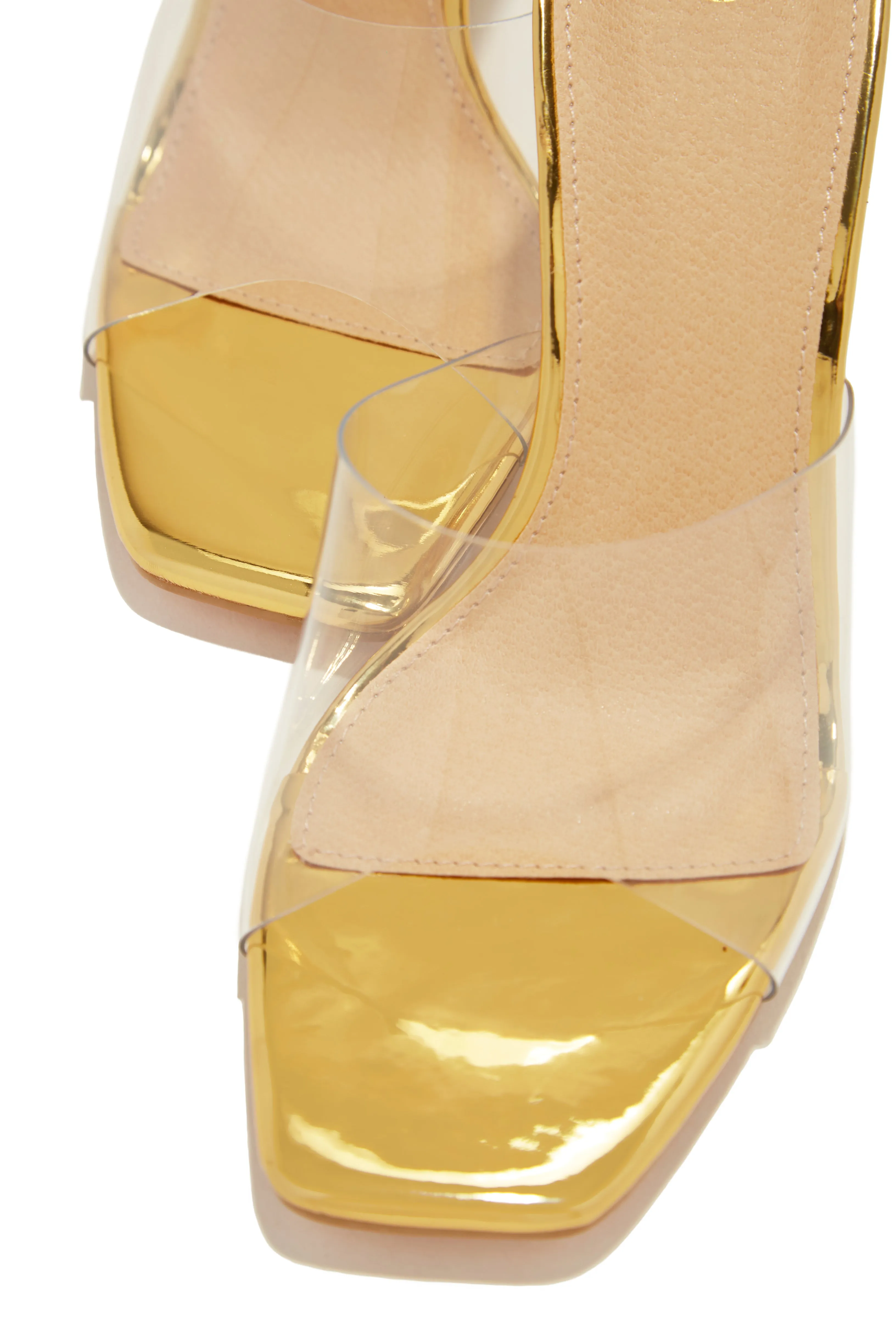 Devica Clear Wedge Heel Mules - Gold sold by Miss Lola product image thumbnail 4