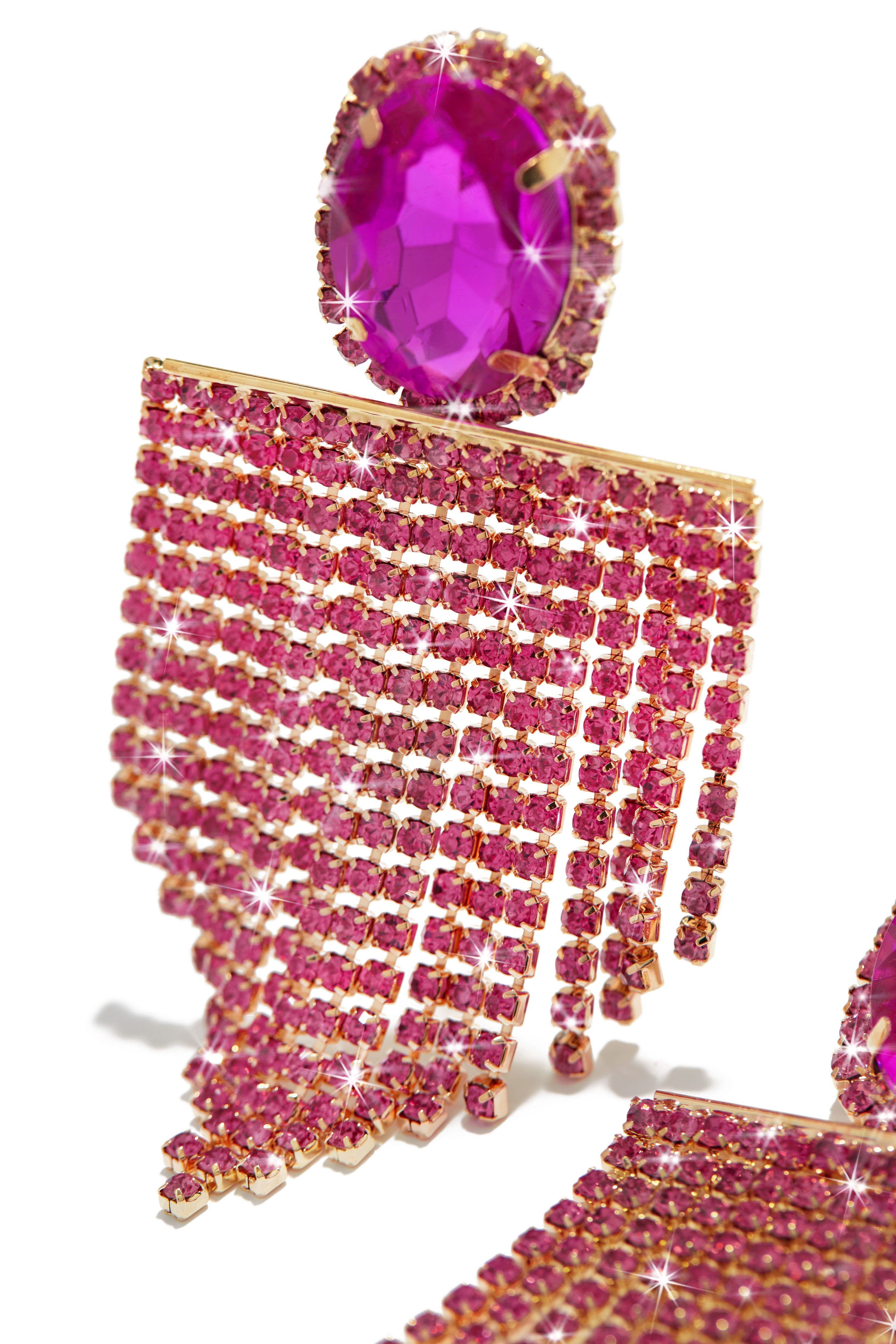 All Night Embellished Statement Earring - Pink sold by Miss Lola product image thumbnail 3