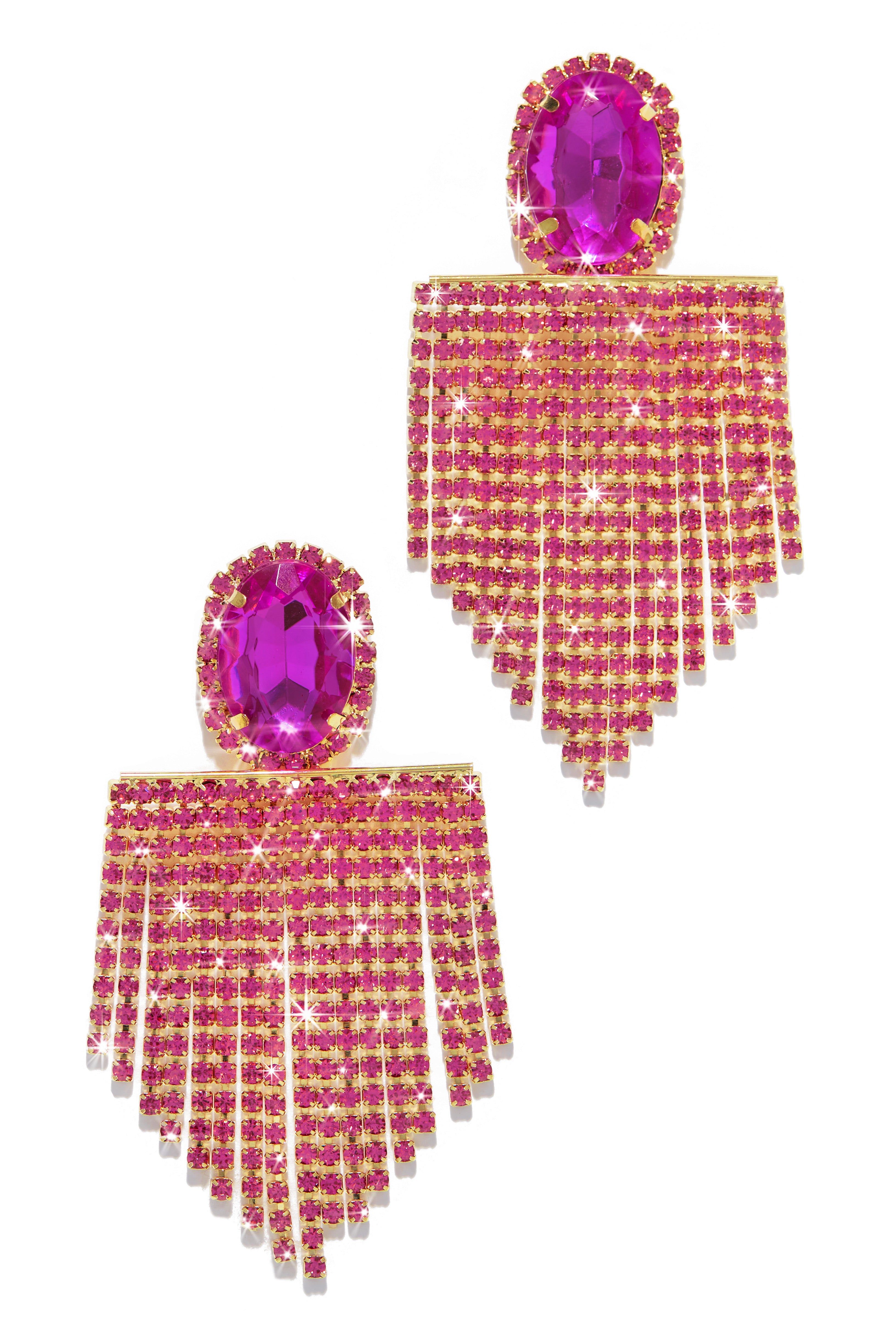 All Night Embellished Statement Earring - Pink sold by Miss Lola product image thumbnail 5