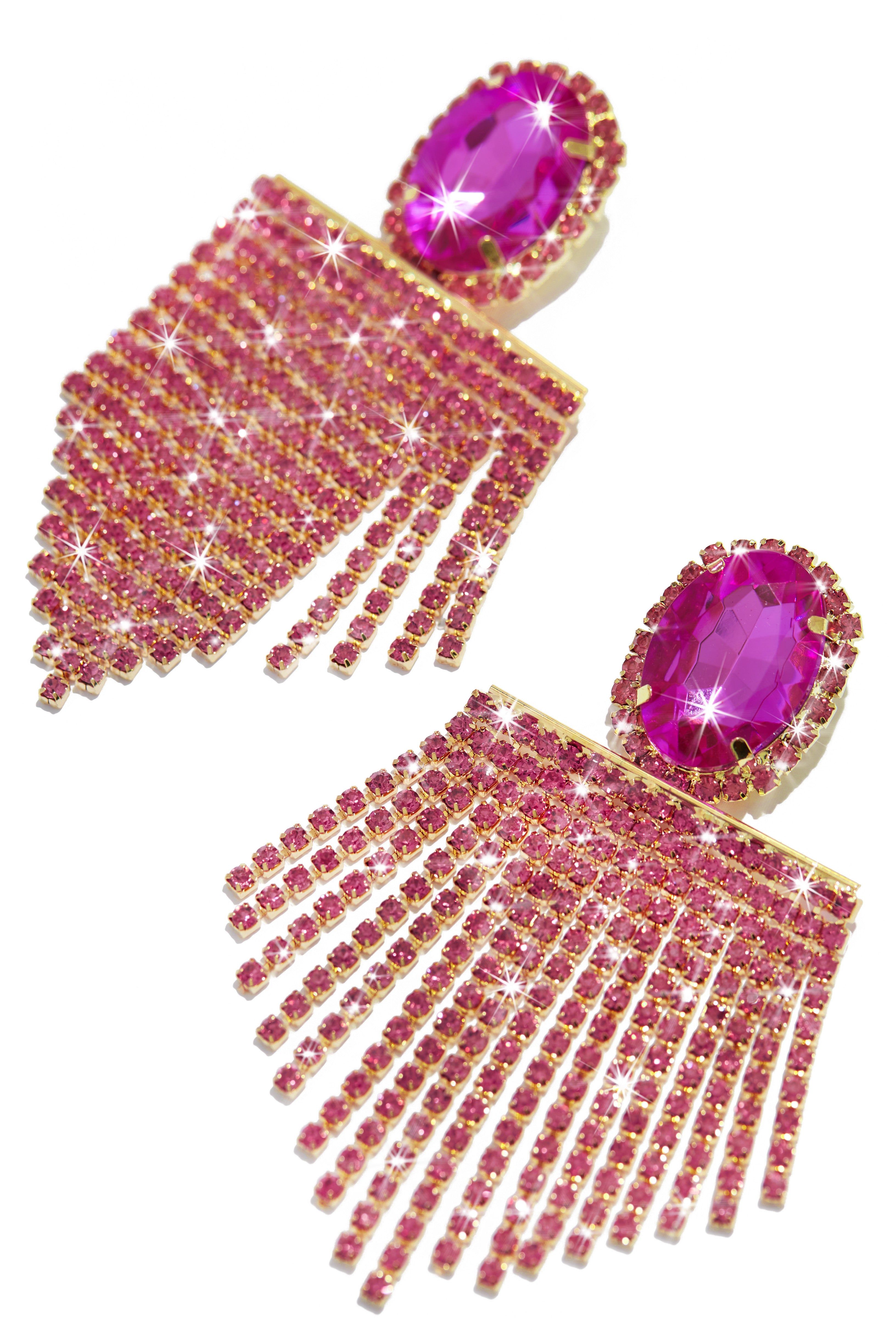 All Night Embellished Statement Earring - Pink sold by Miss Lola product image thumbnail 4