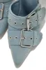 Kora Ankle Strap Pumps - Denim sold by Miss Lola