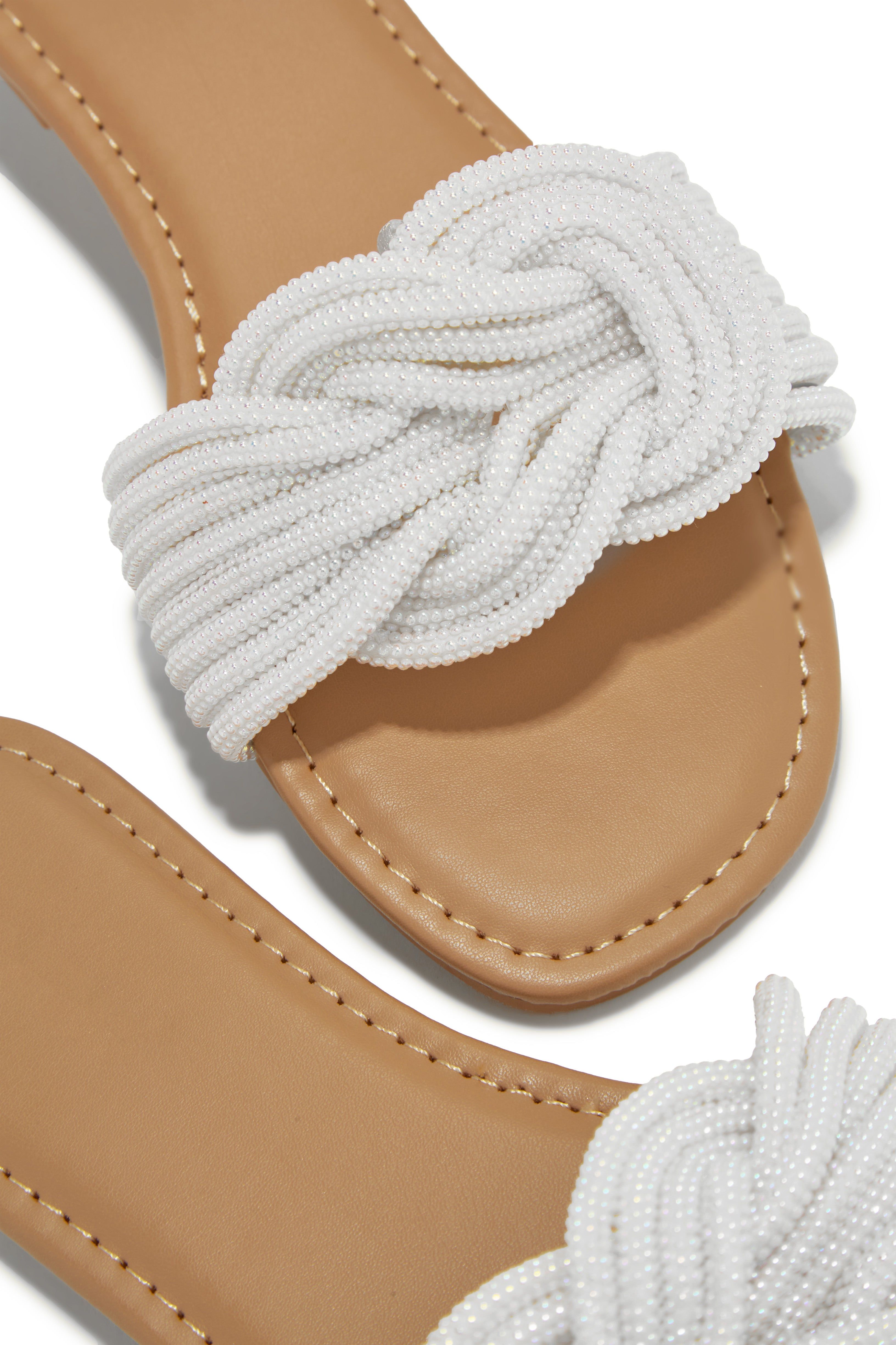 Tulum Sunset Faux Pearl Slip On Sandals - White sold by Miss Lola product image thumbnail 2