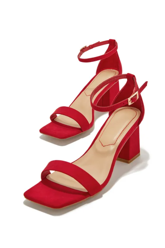 Tamia Block Mid Heels - Red sold by Miss Lola