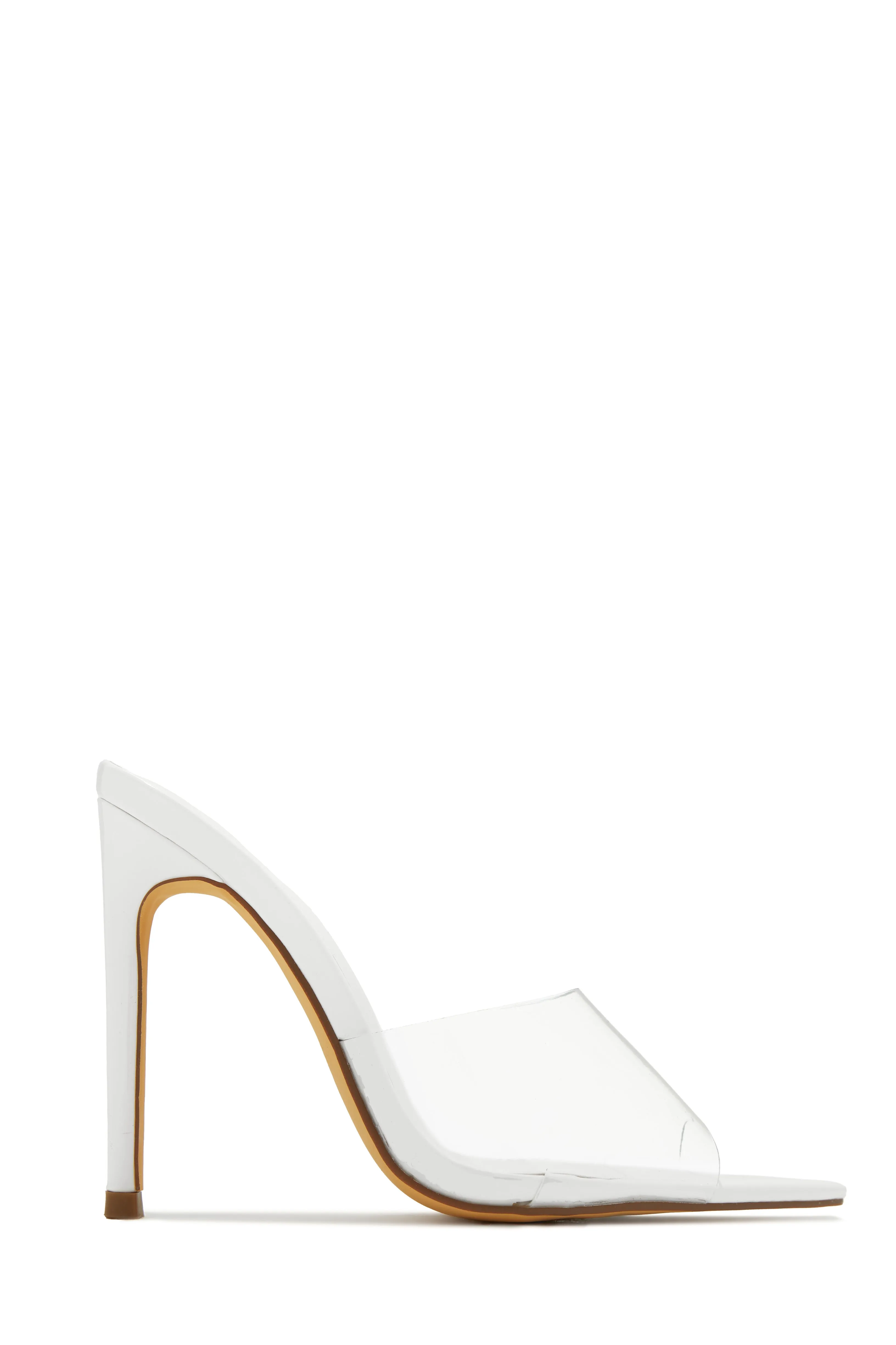 Ionic Clear Strap High Heel Mules - White sold by Miss Lola product image thumbnail 5