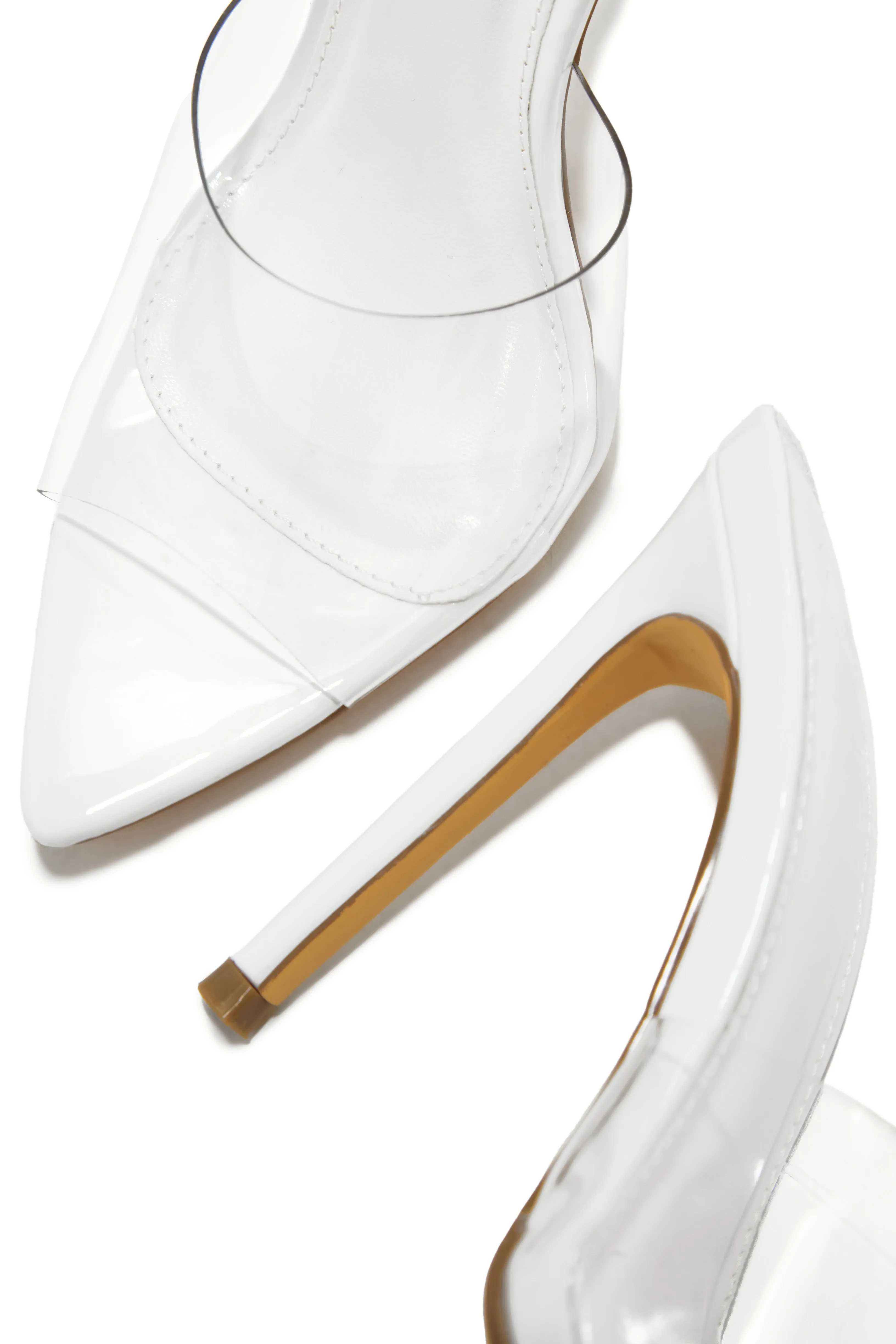 Ionic Clear Strap High Heel Mules - White sold by Miss Lola product image thumbnail 4