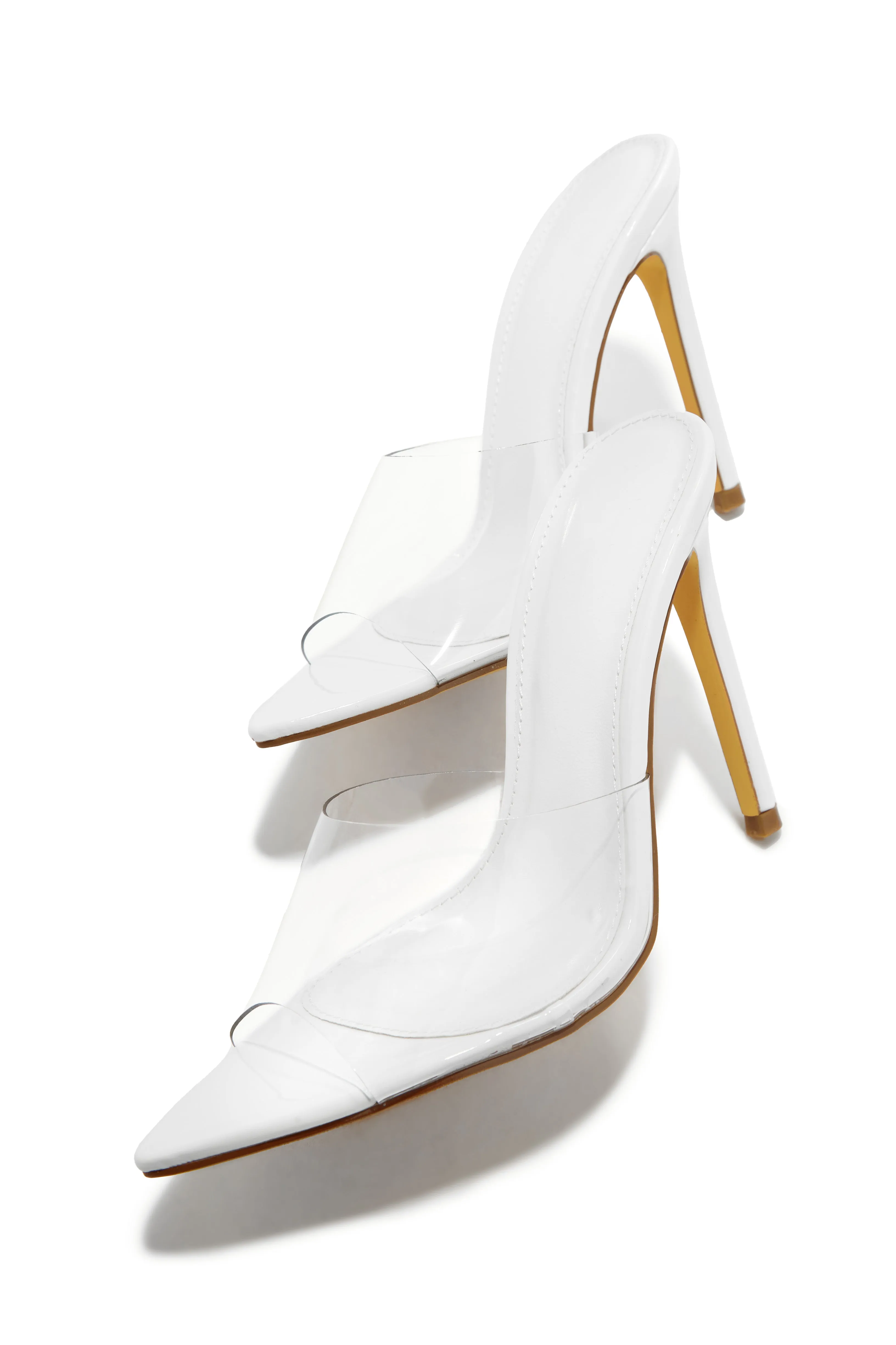 Ionic Clear Strap High Heel Mules - White sold by Miss Lola product image thumbnail 3
