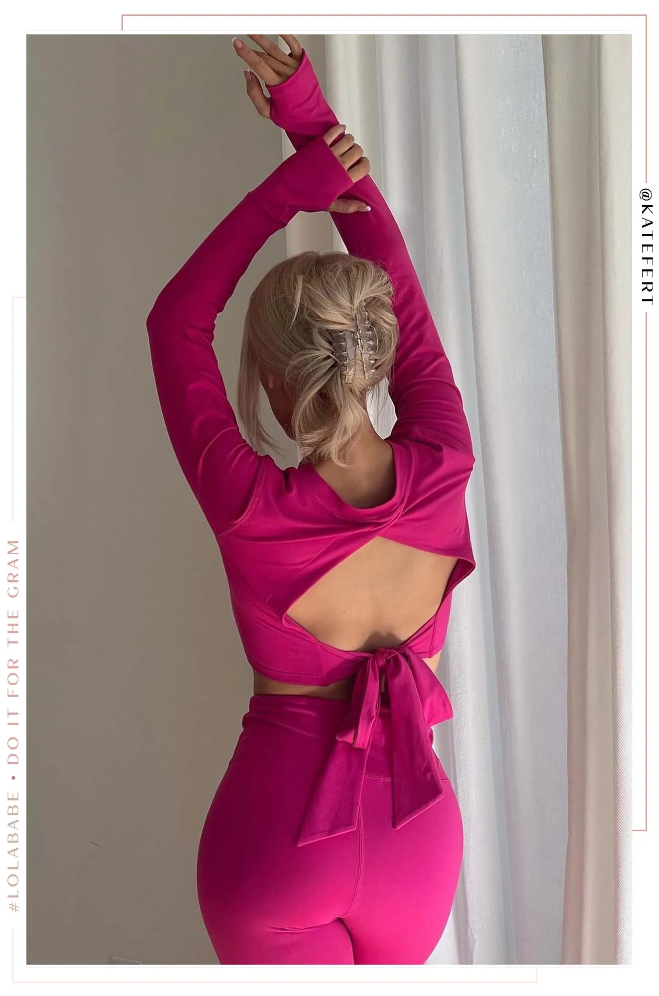 Feminine Energy Long Sleeve Tie Back Top - Pink sold by Miss Lola product image thumbnail 4