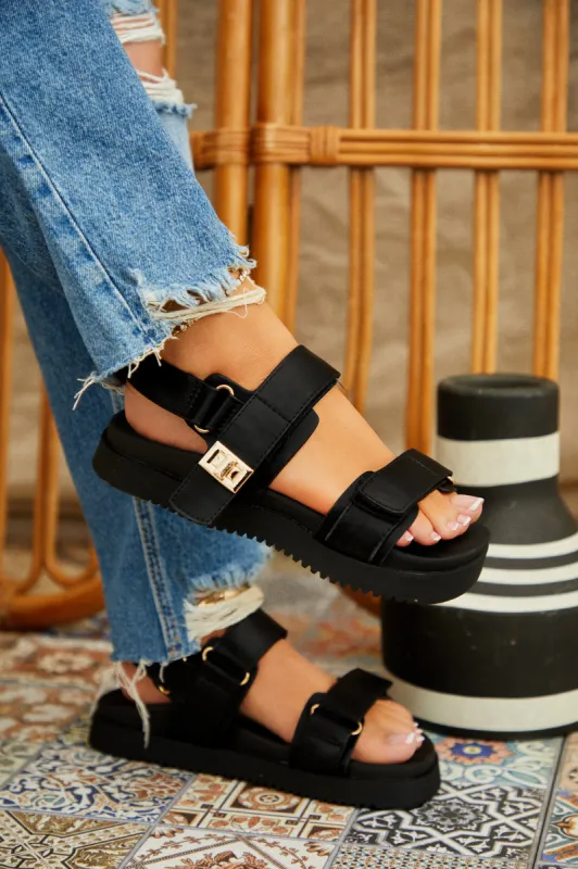Mykonos Sands Chunky Sandals - Black sold by Miss Lola
