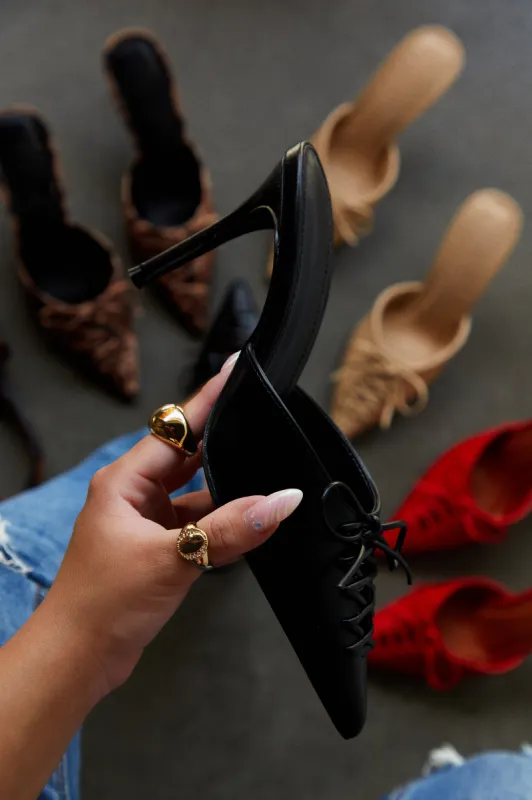 Lina Pump Heel Mules - Black sold by Miss Lola