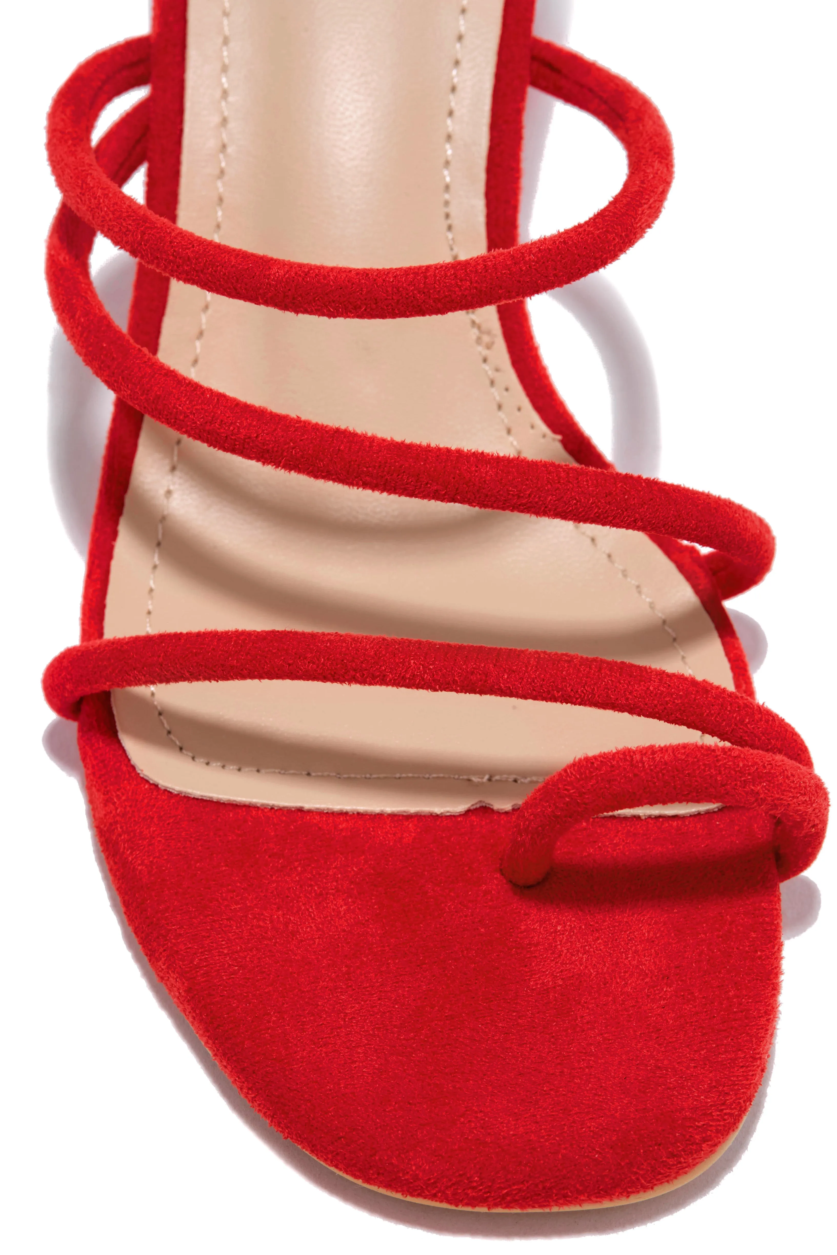 Elci Block Mid Heel Mules - Red sold by Miss Lola product image thumbnail 3