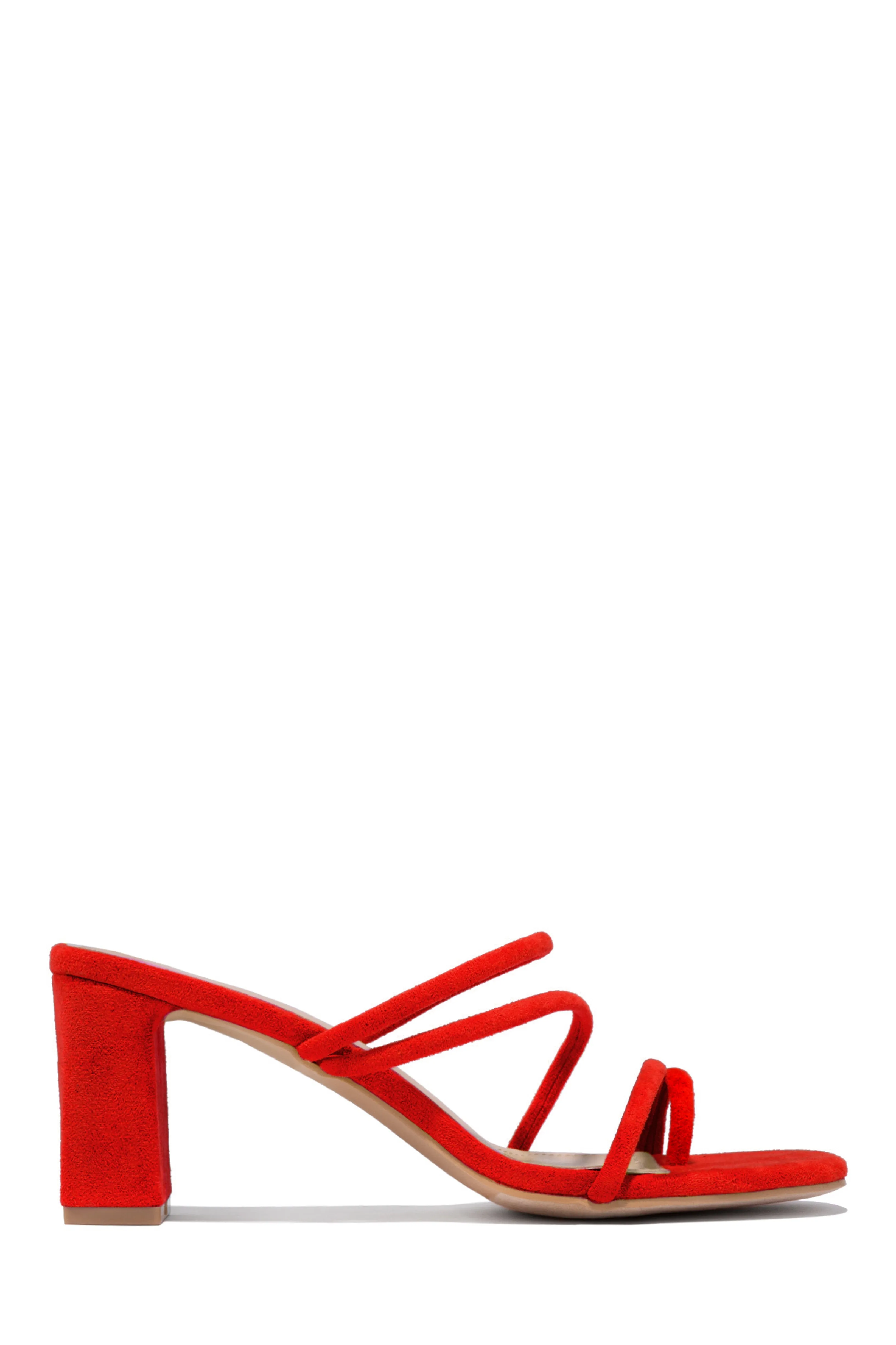 Elci Block Mid Heel Mules - Red sold by Miss Lola product image thumbnail 2