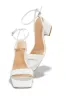 Alina Block Mid Heels - White sold by Miss Lola