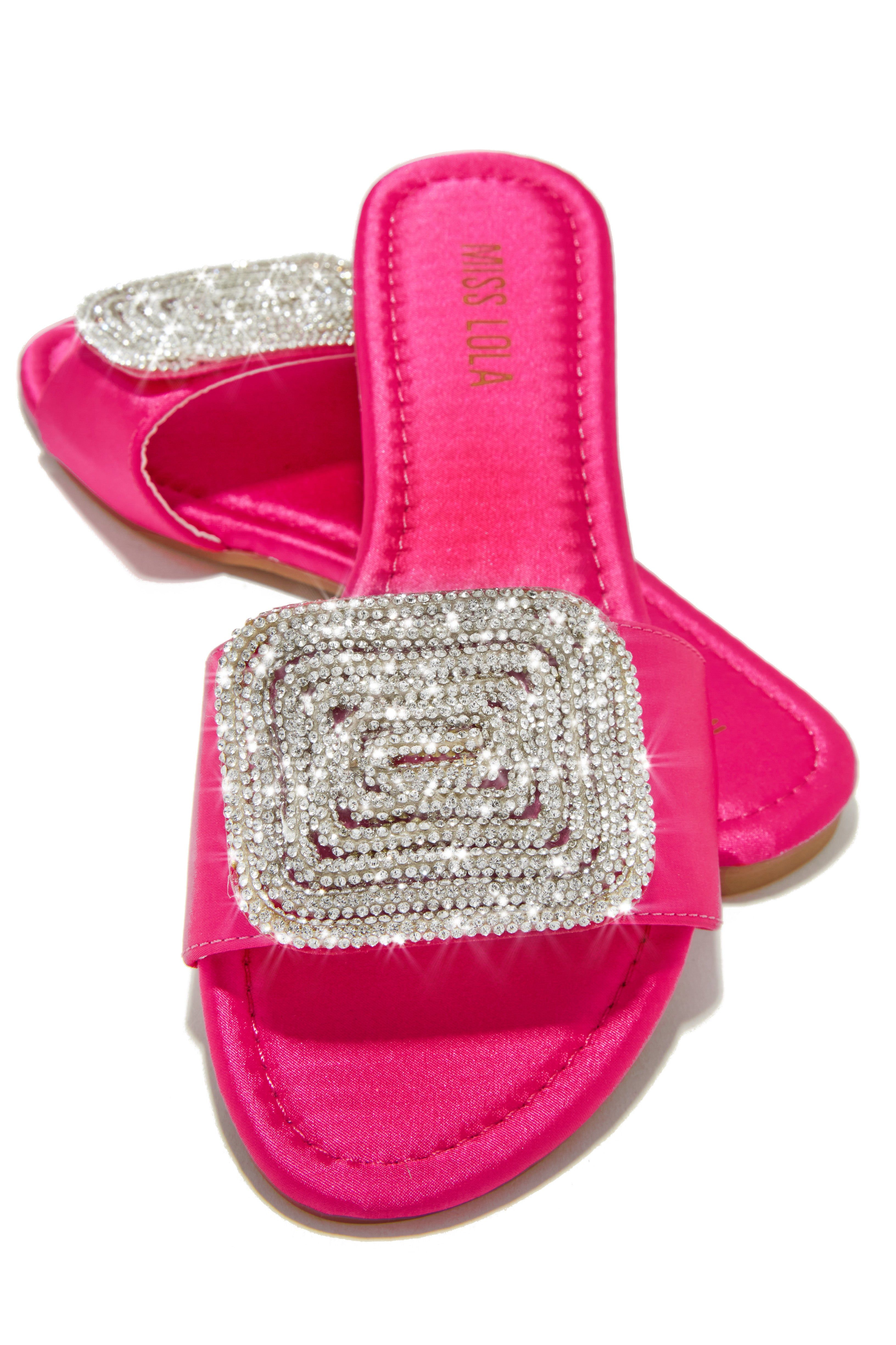 Beach Cocktail Embellished Slip On Sandals - Pink sold by Miss Lola product image thumbnail 4