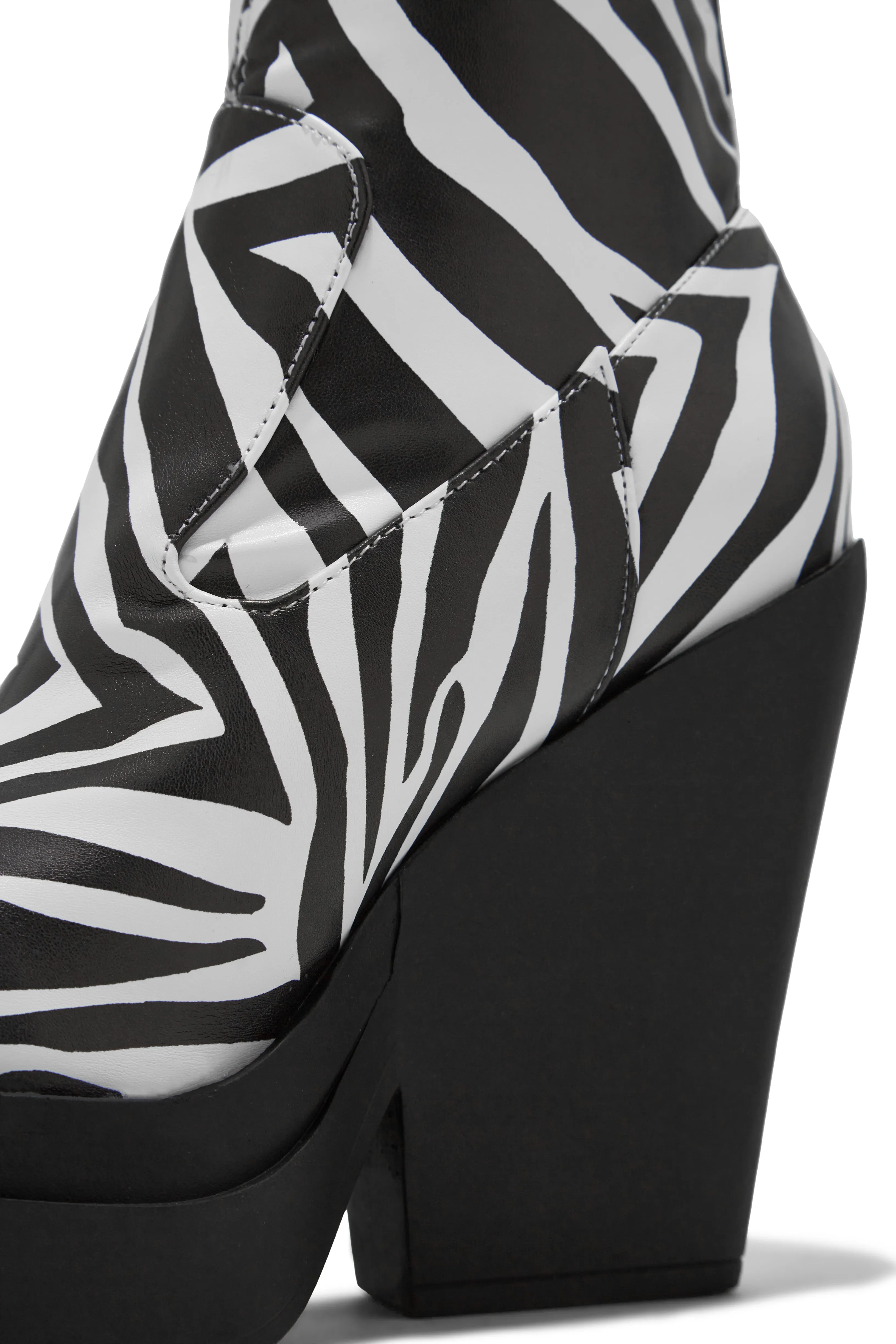 Aleksandra Block Heel Platform Ankle Boots - Zebra sold by Miss Lola product image thumbnail 4