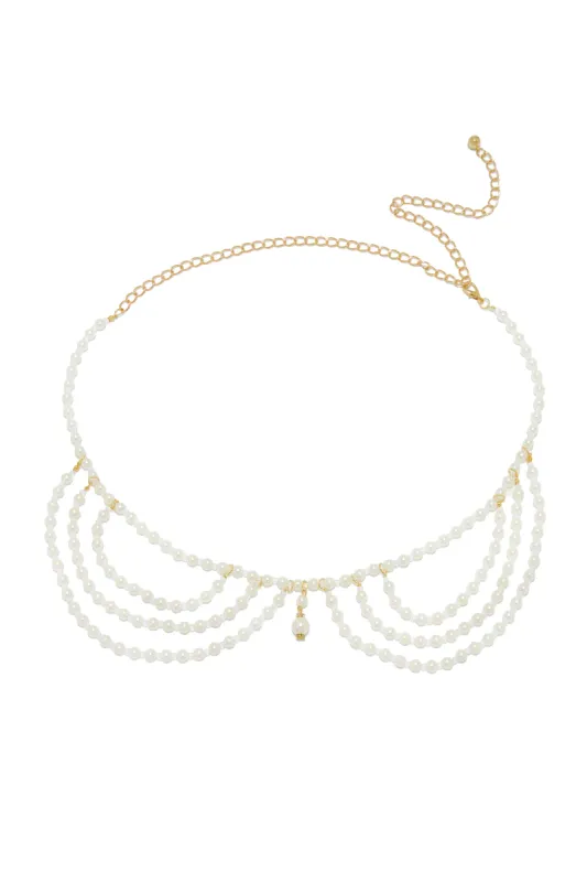 Vicky Pearl Beaded Belt - Pearl sold by Miss Lola