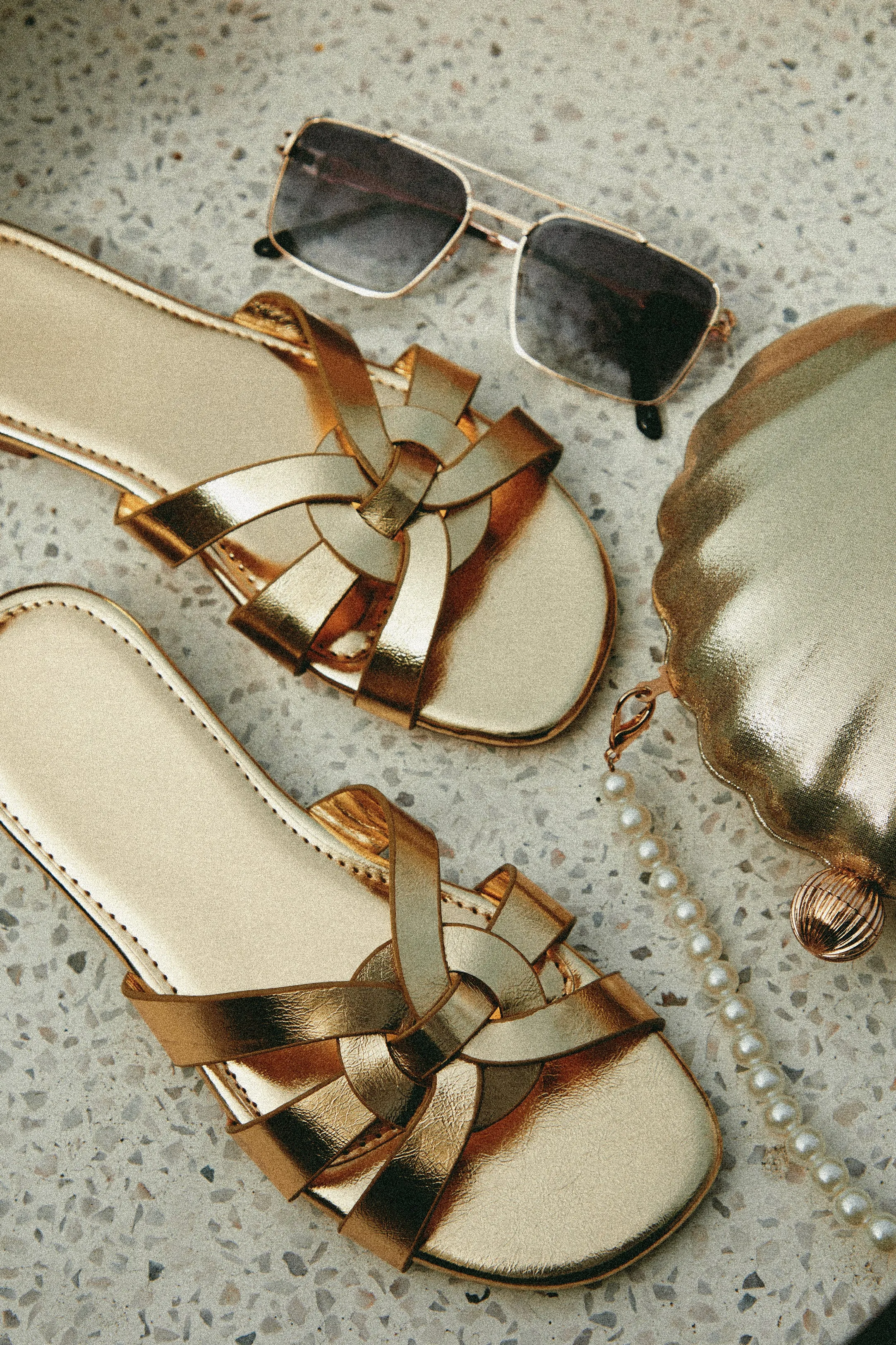 Weekend Vibes Slip On Sandals - Gold sold by Miss Lola