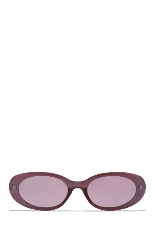 Skyline Views Oval Shaped Sunglasses - Clear/ Pink sold by Miss Lola