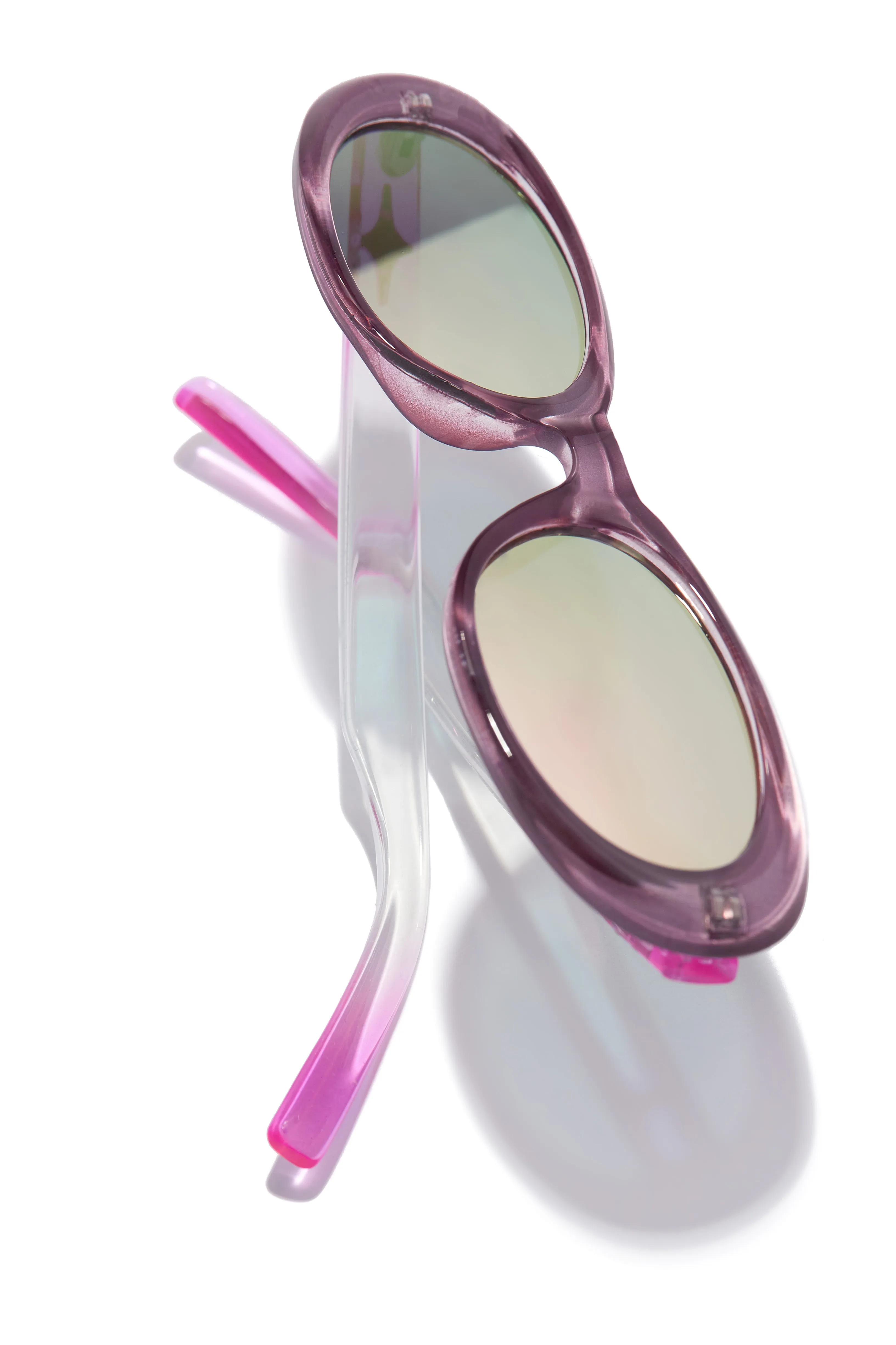Skyline Views Oval Shaped Sunglasses - Clear/ Pink sold by Miss Lola product image thumbnail 2