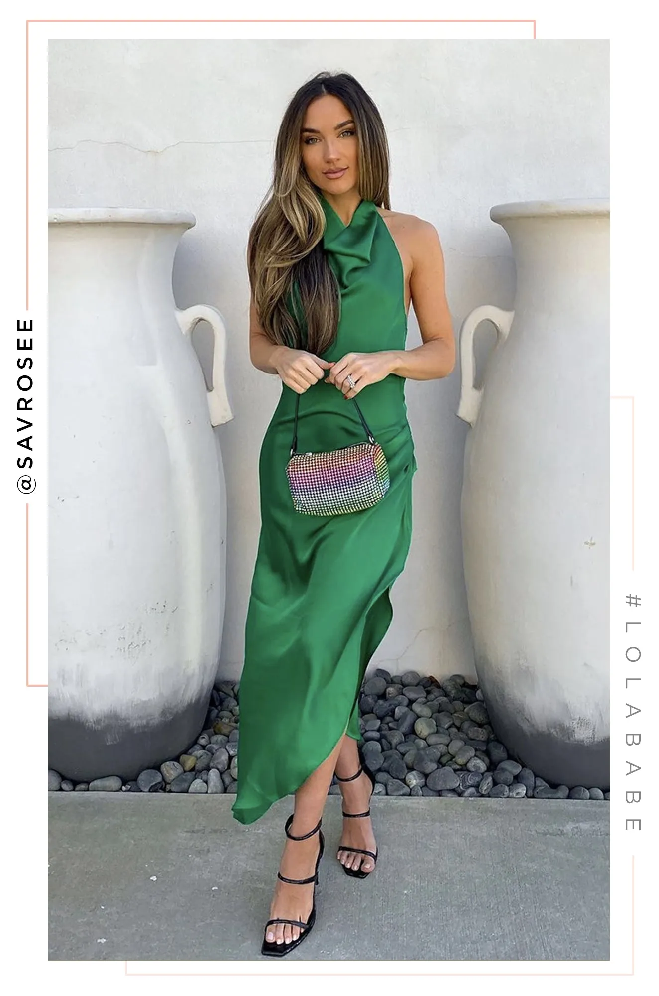 Night Gala Halter Neck Satin Dress - Green sold by Miss Lola product image thumbnail 5