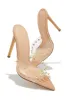 Collette Studded High Heel Mules - Clear sold by Miss Lola