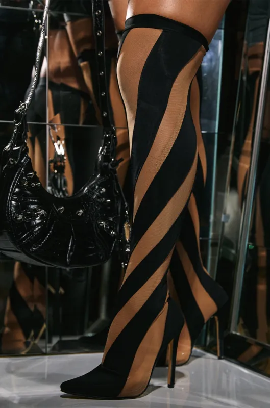 Jenner Over The Knee Heel Boots - Black sold by Miss Lola