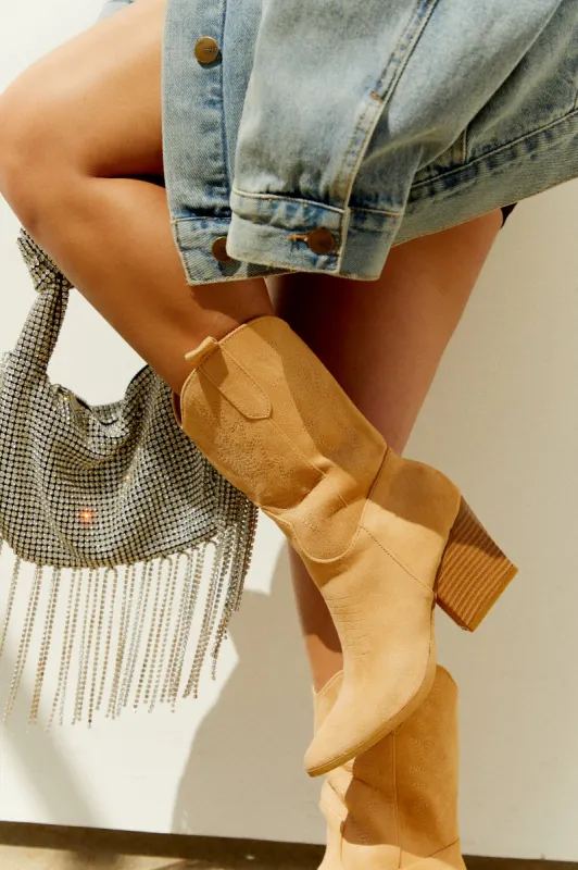 Festival Ready Cowgirl Boots - Camel sold by Miss Lola