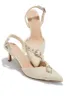 Demi Slingback Mid Heel Pumps - Ivory sold by Miss Lola