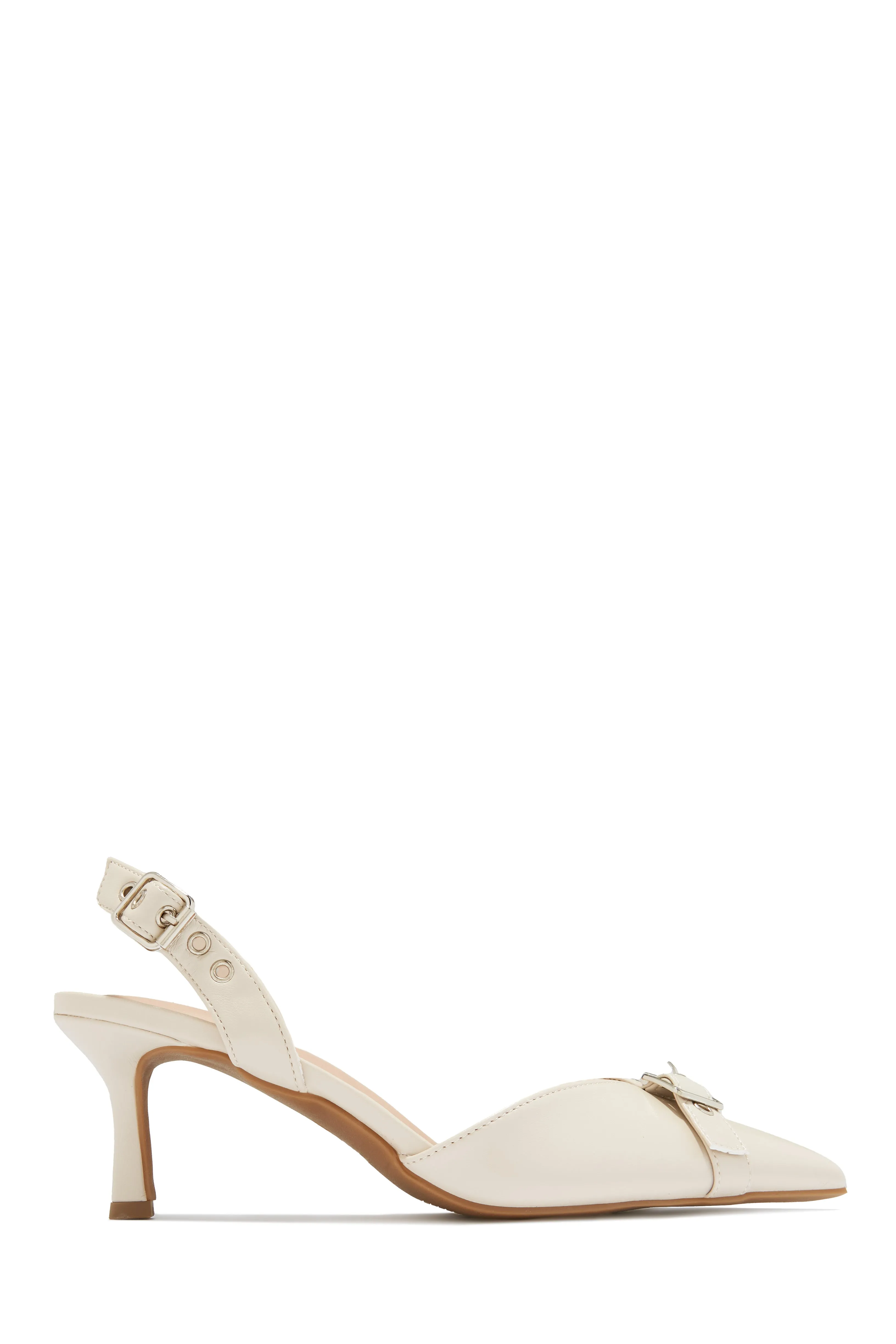 Demi Slingback Mid Heel Pumps - Ivory sold by Miss Lola product image thumbnail 4