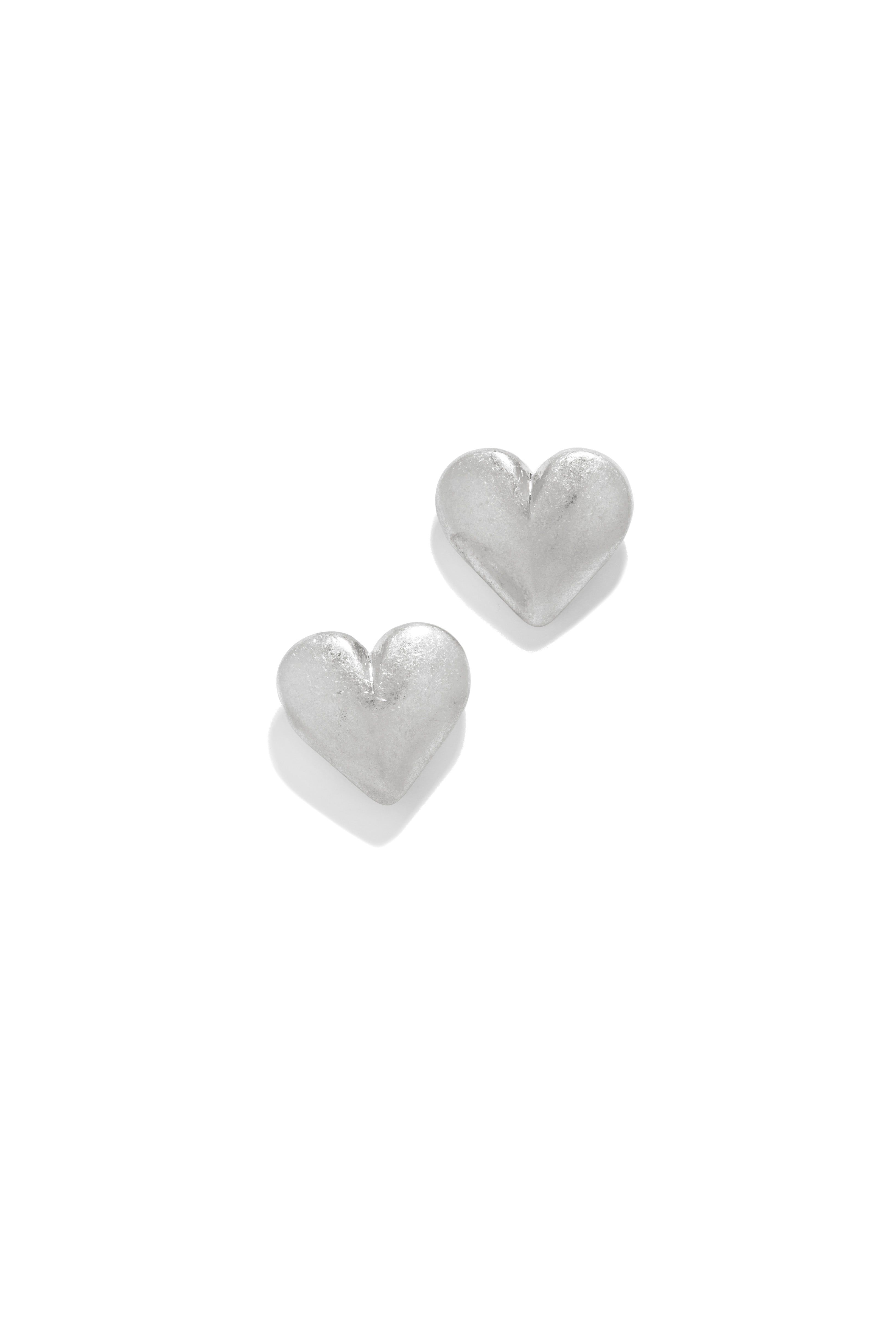 Feliz Matte Heart Stud Earring - Silver sold by Miss Lola