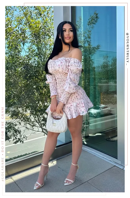 Poppy Long Sleeve Mini Dress - Blush sold by Miss Lola
