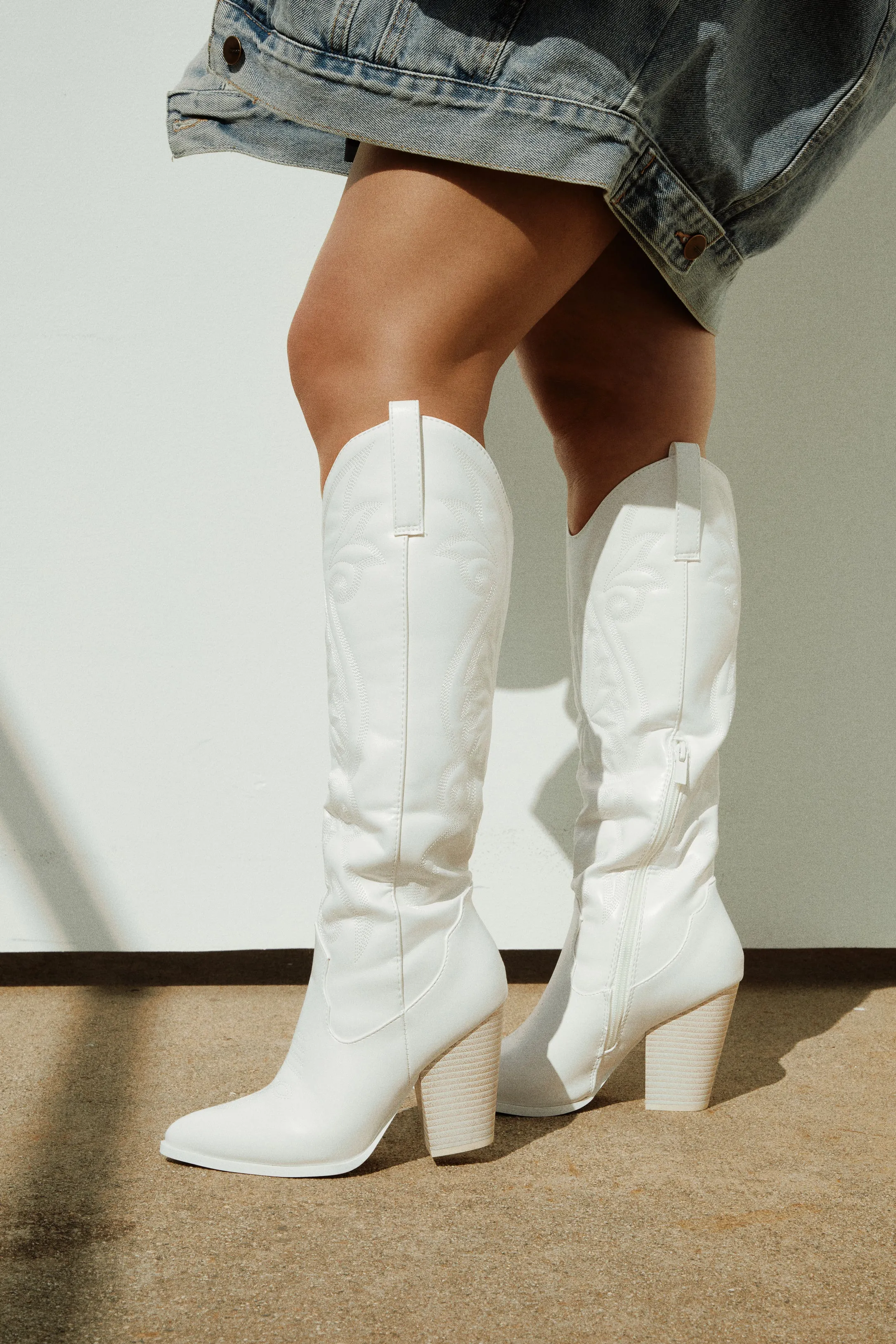 Jordyn Cowgirl Boots - White sold by Miss Lola product image thumbnail 2